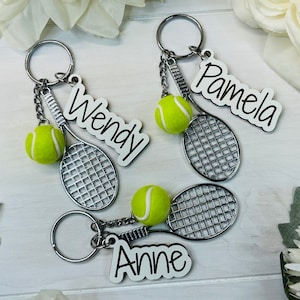 Tennis Gift  | Tennis Keychain | Name Keychain | Personalized Tennis Racket | Tennis Ball Keychains | Tennis Coach Gift | Tennis Player Gift