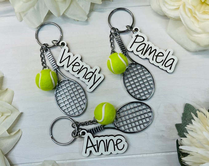 Tennis Gift  | Tennis Keychain | Name Keychain | Personalized Tennis Racket | Tennis Ball Keychains | Tennis Coach Gift | Tennis Player Gift