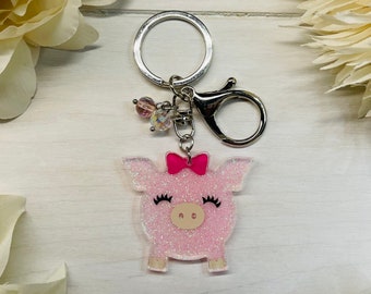 Pig Keychain | Pink Pig Charm | Chunky Pig | Pig Charms | Acrylic Pig Keychain | Piggies | Acrylic Charms | Piglet Keychain Charms