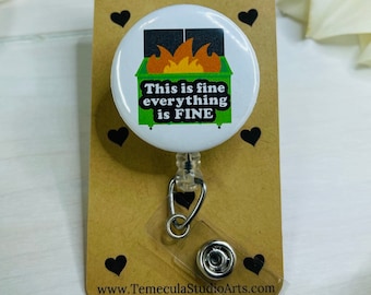 Dumpster Fire | ER Nurse Badge Reel | Medical ID Badge | Dumpster Lanyard | Funny Badge Holder | Dumpster Fire Badge Reel