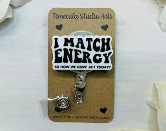 Funny Badge Reel | Badge Reel | Medical ID Badge | Pinch Clip Badge Reel | Nurse Badge Reel Funny | Funny Badge Holder | Match Energy