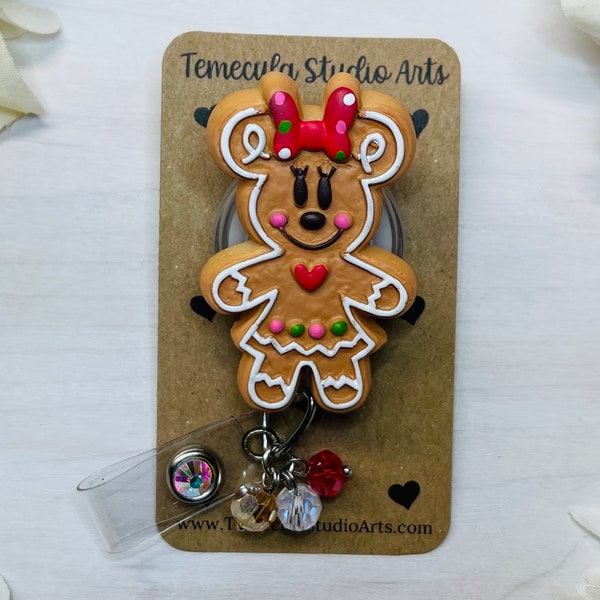 Christmas Badge Reel | Gingerbread Cookie |Retractable Badge Reel | Pinch Badge Reel | Belt Badge Reel | Nurse Gift | Christmas Cookie