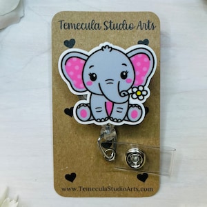 Elephant Badge Reel | Badge Reel | Medical ID Badge | Pinch Clip Badge Reel | Nurse Badge Reel | Animal Badge Holder | Elephant