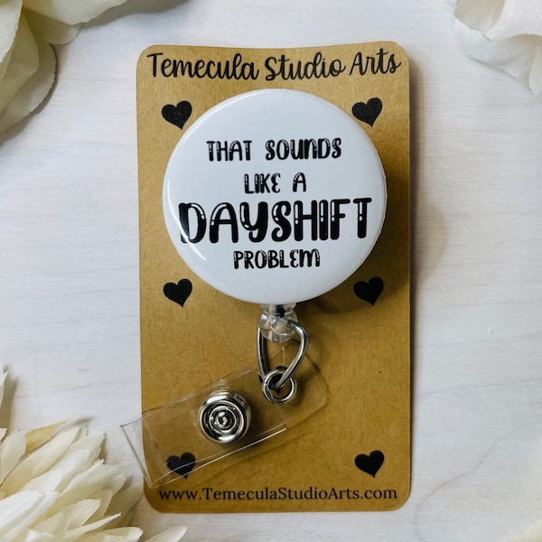 Dayshift Badge Reel | Dayshift Lanyard | Carabiner | Retractable Badge Reel | Retractable Lanyard | ER Nurse Badge Holder | DSP | Dayshift