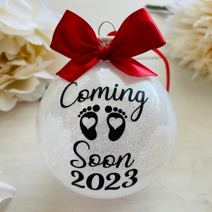 Coming Soon 2024 Baby Ornament Pregnancy Ornament Pregnancy Announcement New Mom New Parents Baby Girl Reveal Gender Reveal Gift image 2