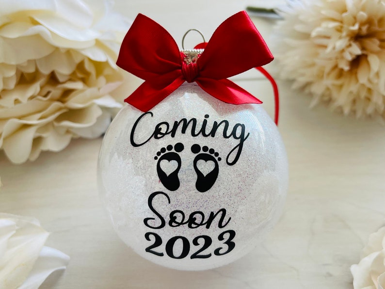 Coming Soon 2024 Baby Ornament Pregnancy Ornament Pregnancy Announcement New Mom New Parents Baby Girl Reveal Gender Reveal Gift image 2