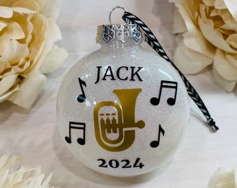 Gold Tuba Ornament | Music Teacher Gift | Music Student Ornament | Tuba Player Gift | Tuba | Name Ornament | Ornament | Music