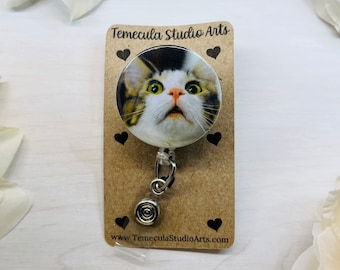 "Ew People" Cat Badge Reel - Funny Retractable ID Holder For Nurses, Teachers & Introverts