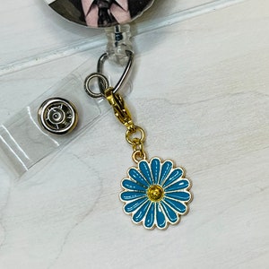 Turquoise Daisy Charm | Turquoise Charm | Blue Daisy Jewelry | Daisy Charm | Kawaii Daisy Charm | Badge Reel Charm