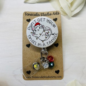 Christmas Badge Reel | Don't Get Your Tinsel in A Tangle | Badge Reels | Badge Holder | Funny Gift | Funny Cat | Cat Gift | Christmas Cat