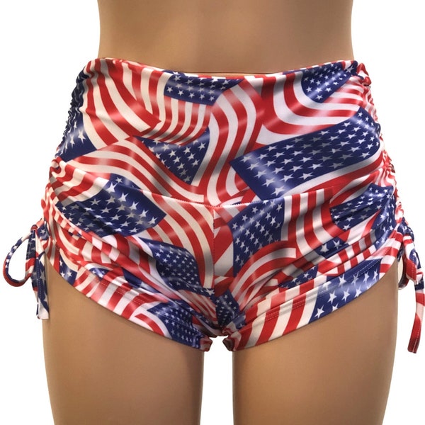 Short drapeau américain - short de yoga chaud grande taille - entraînement - bâton - natation - festival - SXYfitness - fabriqué aux États-Unis -