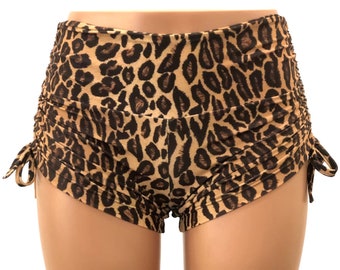 Cheetah Shorts-  Hot Yoga Shorts - Plus Size Workout - Pole - Swim - Festival - Animal Print - SXYfitness - made in USA -