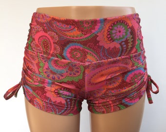 Yoga Shorts - Paisley - Hot Yoga Shorts - Plus Size Workout - Swimwear - Workout Clothes - Plus Size Workout - SXYfitness - Made in USA -