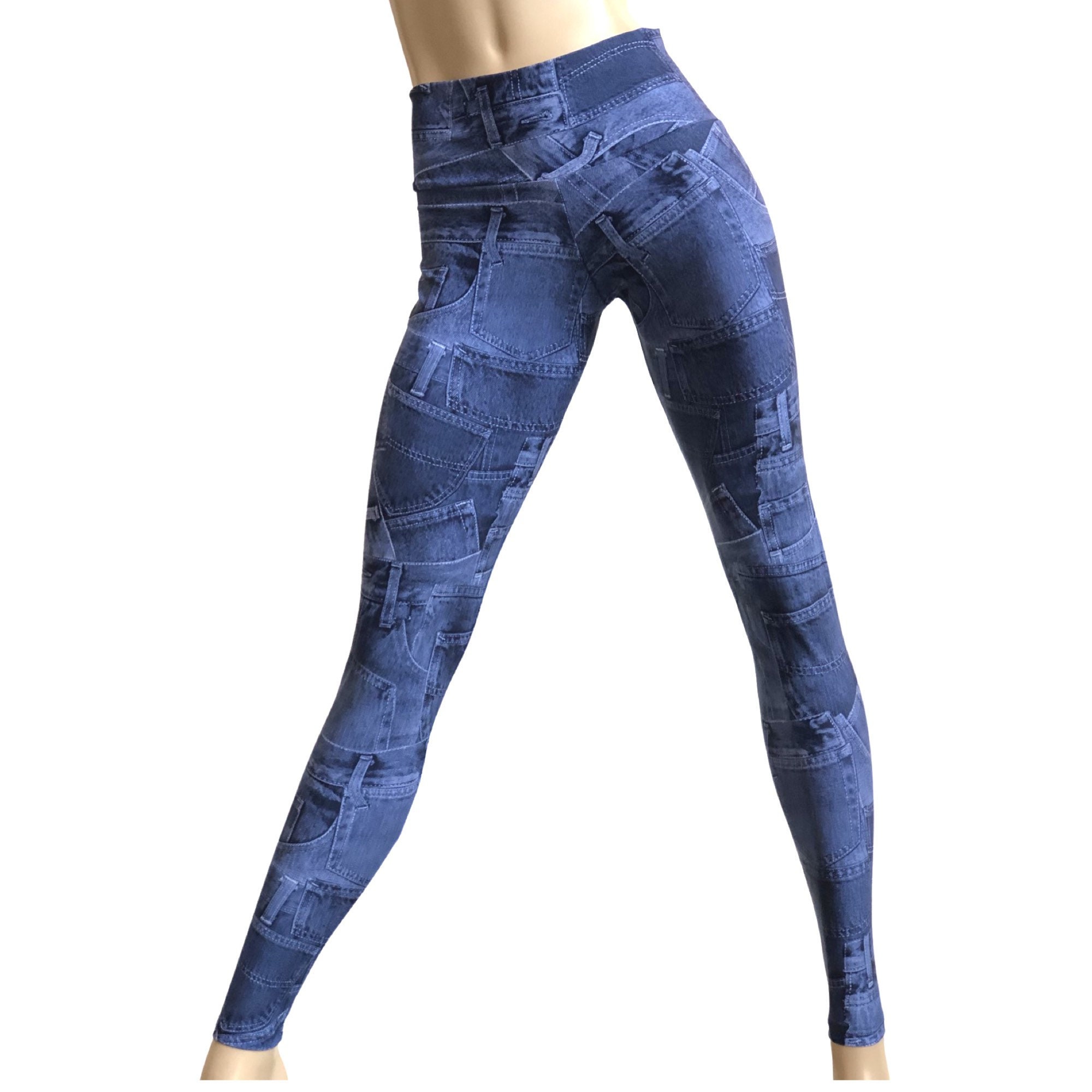 Blue Jean Jeggings long Shorts Yoga 