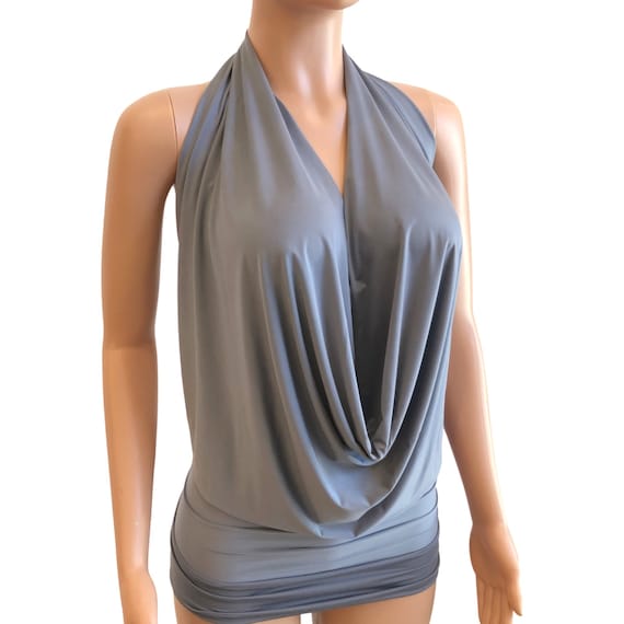 Silver Backless Drape Halter Top or Dress Pick Your SIZE and - Etsy