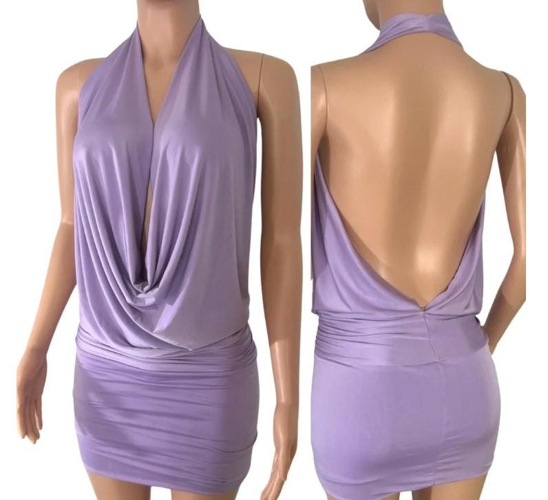Sexy Black Backless Drape Cowl Halter Top or Short Mini Dress- Lycra Dress  Made in USA - Etsy