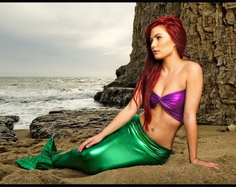 Mermaid Costume Metallic Purple Bandeau Tube TOP ONLY