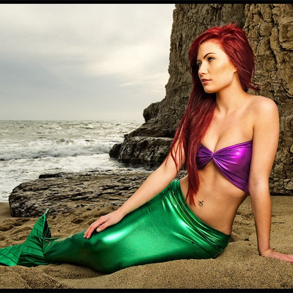 Mermaid Costume Metallic Purple Bandeau Tube TOP ONLY