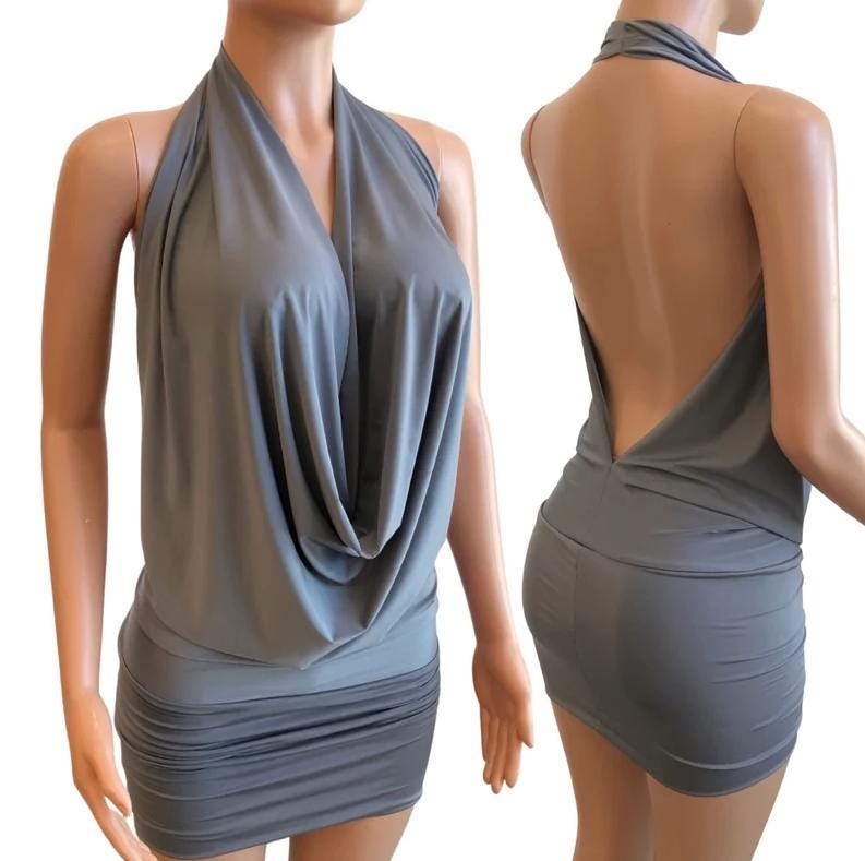 discount stripper black draping cowl neck top mini dress 4241 Casual Brunch Mineral Wash Mini Dress in Black M / Black main image 1