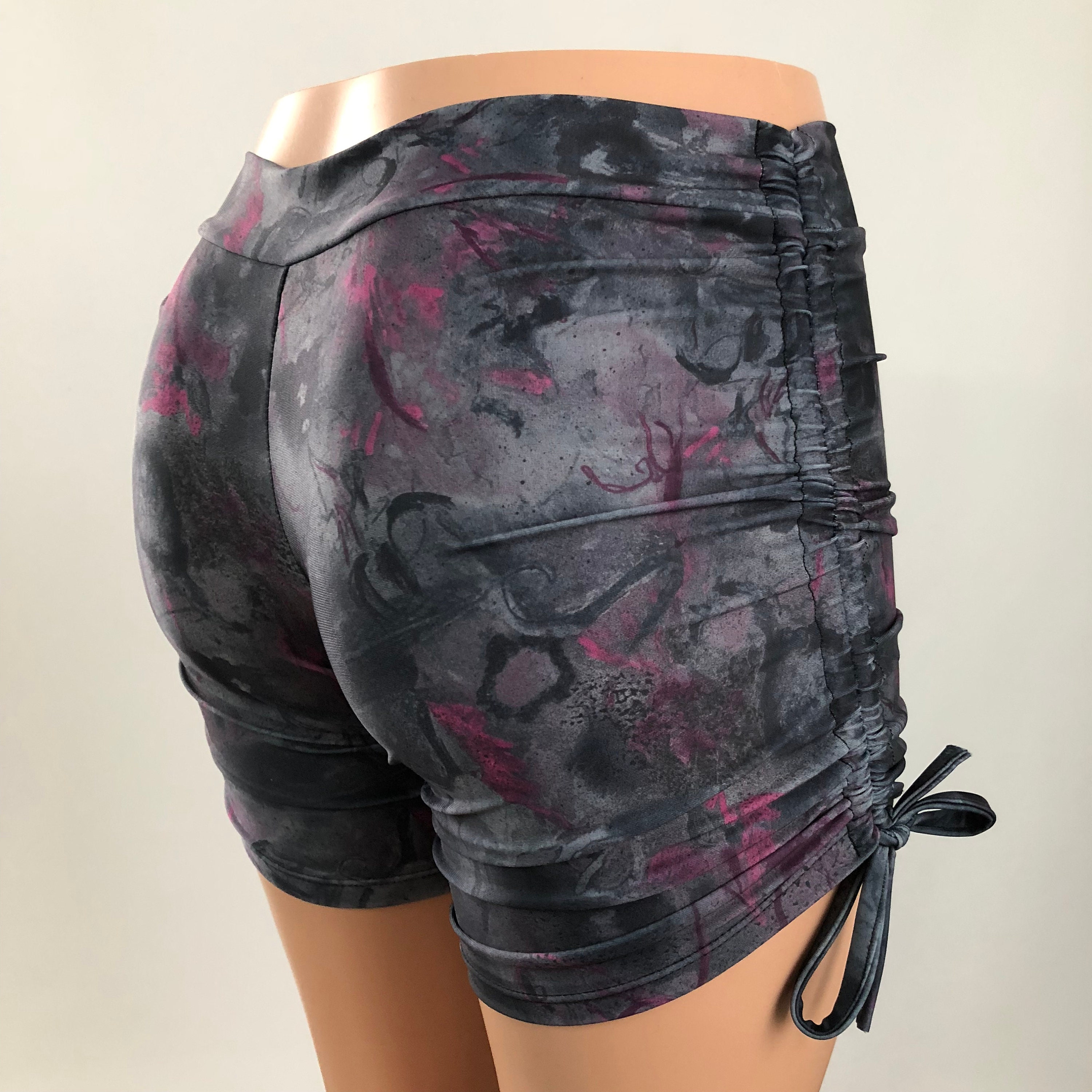 Gray Purple Paisley Hot Yoga Shorts Cute Yoga Shorts Etsy