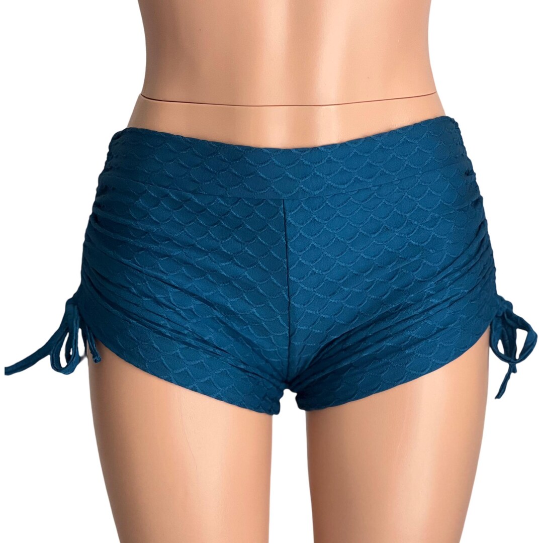 String Design Shorts Teal Brazilian Workout Shorts – Adjustable Side Strings, USA Made - Etsy