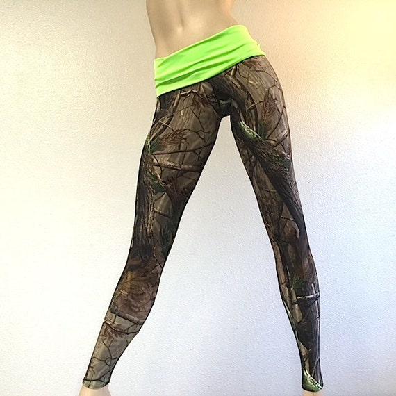 Camo Pants Camouflage Yoga Fitness Legging Fold Over Low/high Rise  Sxyfitness MADE IN USA 