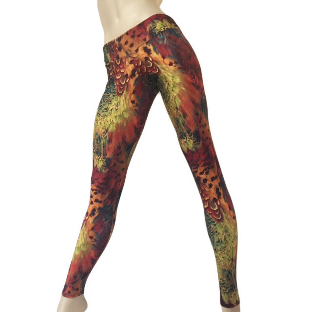 Yoga Pants Workout Clothes Hot Yoga Feathers Animal Print Cheetah Low