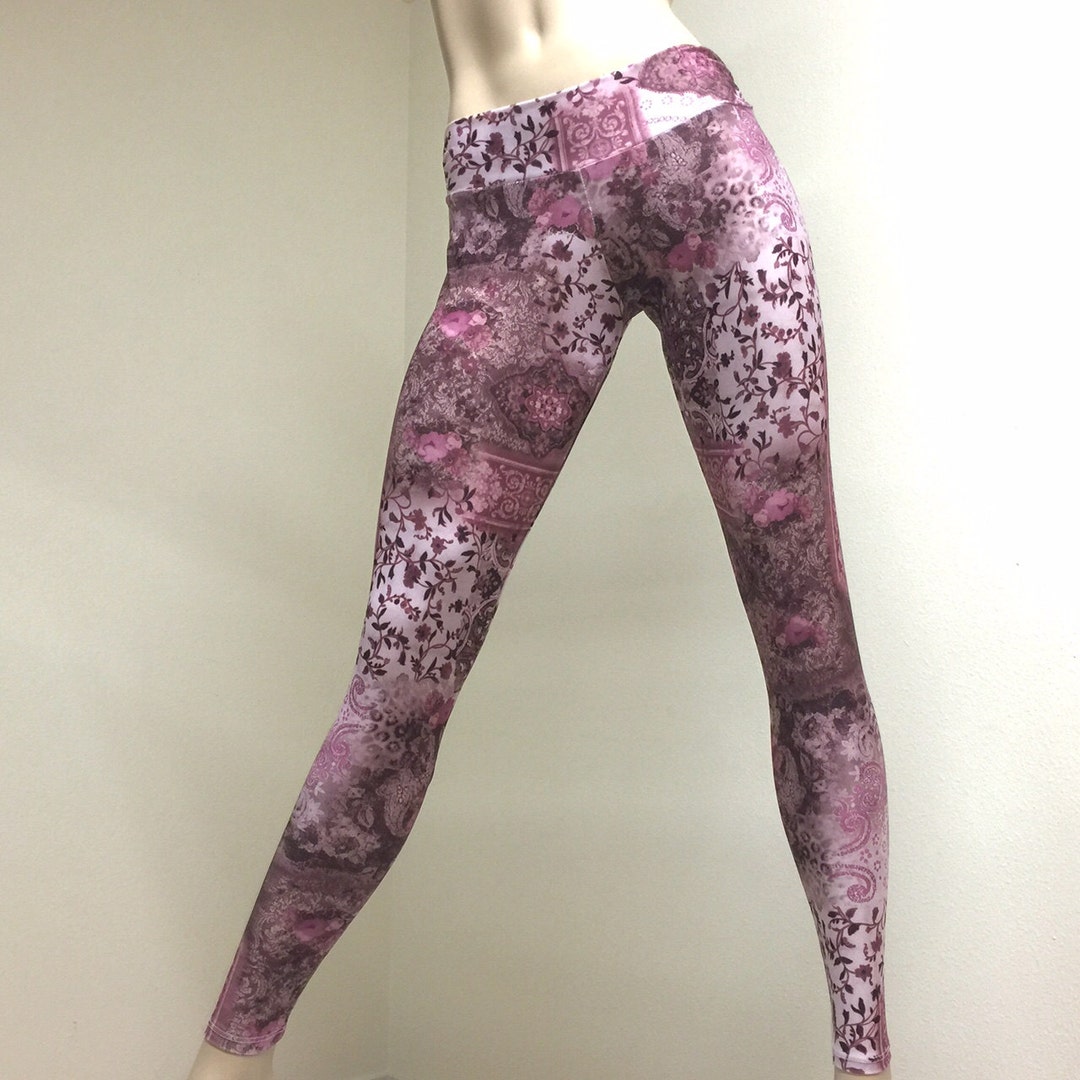 Hot Yoga Fitness Legging Purple Paisley Low Rise SXY FITNESS - Etsy