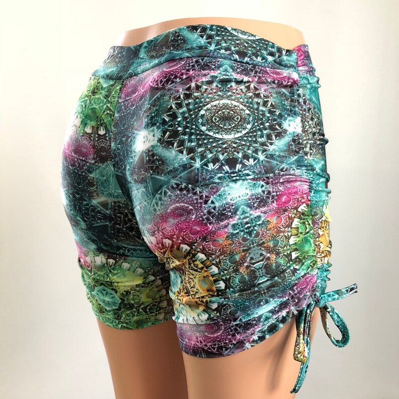 Kaleidoscope Green Hot Yoga Shorts Long Yoga Shorts Etsy