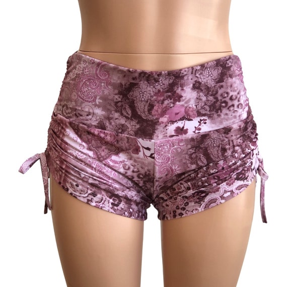 Yoga Shorts Paisley Purple Hot Yoga Shorts Plus Size Workout Pole Swim  Festival Sxyfitness Made in USA 