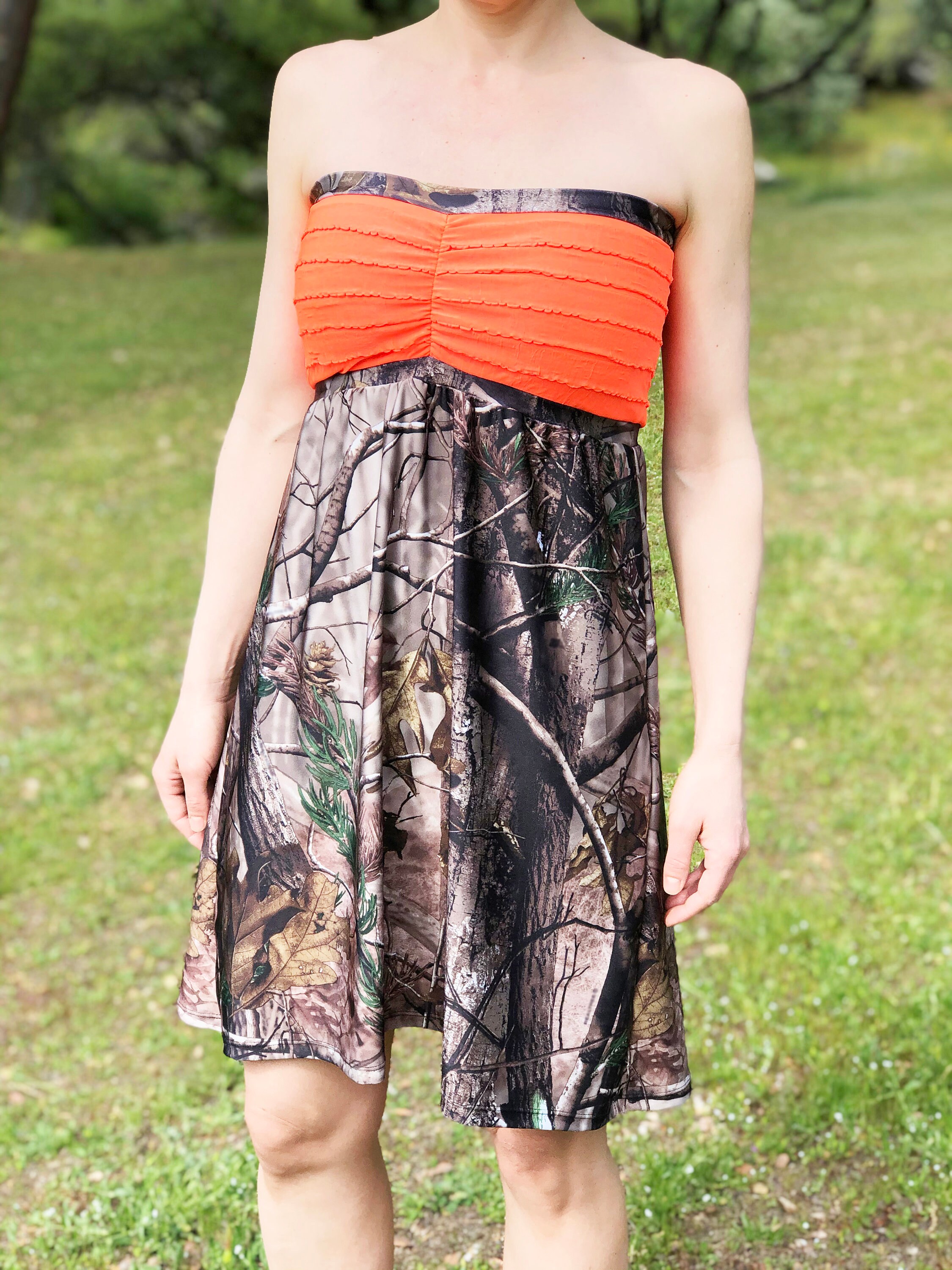 Coral Pink Camo Dress -Camouflage - Camo Sundress - Camo Women - Camo Wedding - Camo Bridesmaid Dress - Made in USA