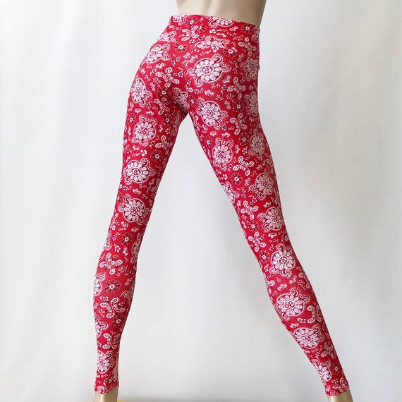 Red Bandanna Pants Red Paisley Yoga Pants Legging Capri Low Rise Mid Rise  High Rise Hot Yoga Sxyfitness MADE IN USA -  Canada