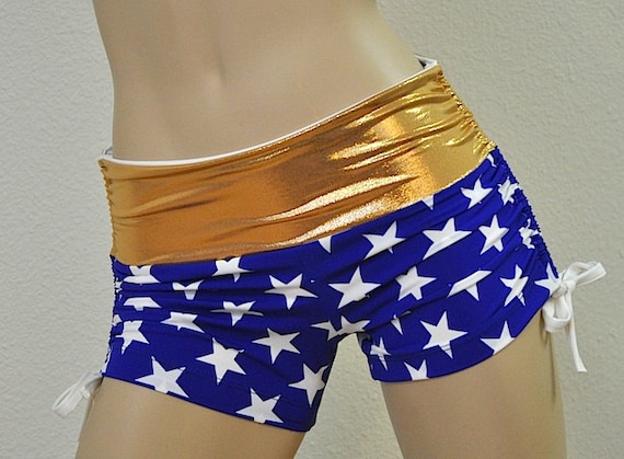 Super Hero Hot Yoga Shorts Blue and 