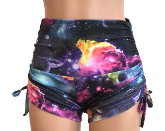 Black Galaxy- Space - Hot Yoga Shorts - Plus Size Workout - Pole - Swim - Festival - SXYfitness - made in USA -