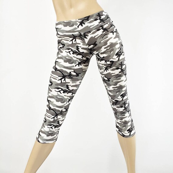 White Camo Yoga Capri Hot Yoga Fitness 