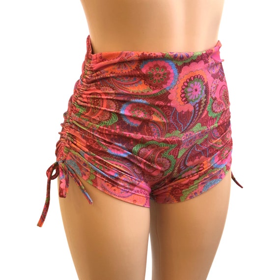 High Waist Paisley Hot Yoga Shorts Plus Size Workout Workout