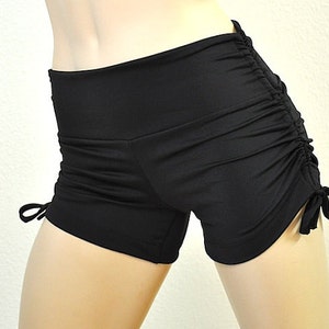Hot Yoga Shorts Black Metallic Low Rise SXYfitness Brand Item 4061 Sizes xxs-xxl 00-18 US image 4