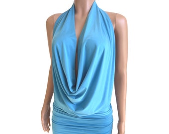 Türkisblaues Kleid rückenfrei drapieren Neckholder-Top oder Kleid Wählen Sie Ihre GRÖSSE und FARBE Hergestellt in den USA