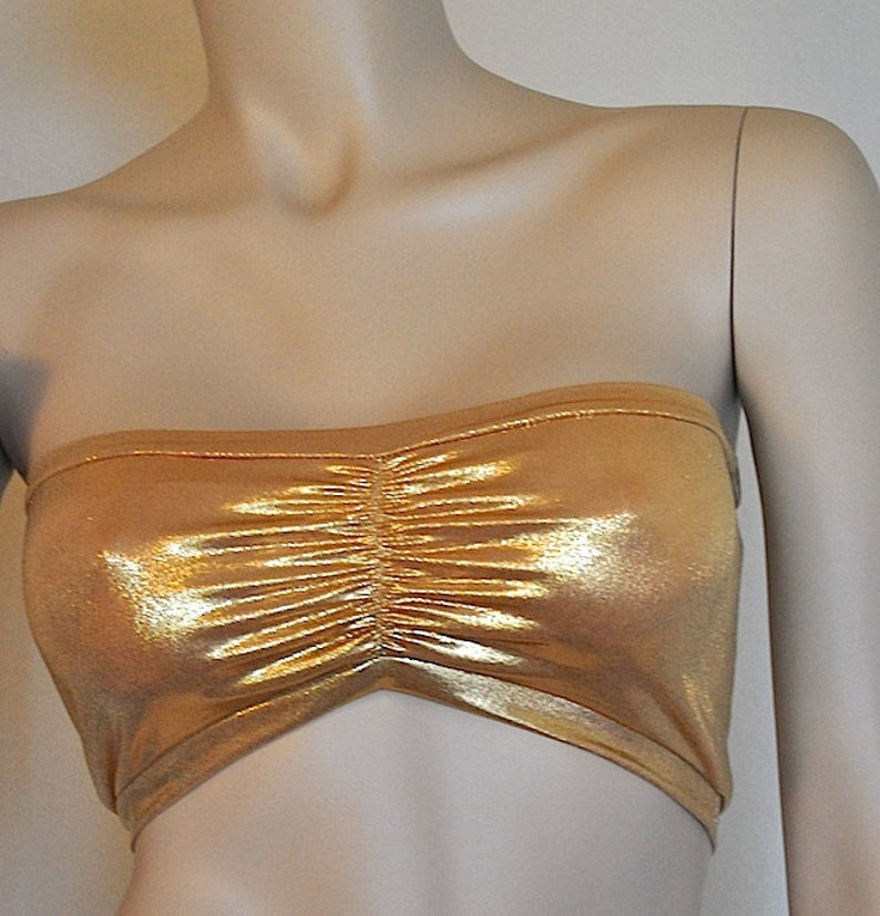 Hot Yoga Tube Top Metallic Gold Bandeau Bikini Bra Item 6025 image 1