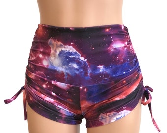 Galaxy Shorts - Rot - High Waist Yoga Shorts - Hot Yoga - Plus Größe Workout - Pole - Schwimmen - Festival - SXYfitness - made in USA -