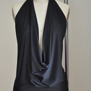 Black Backless Drape Halter Top or Dress Pick Your SIZE and COLOR 2XS through Plus Size Made in USA Black Top