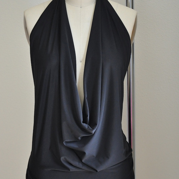 Schwarzes rückenfreies Drape Neckholder-Top oder Kleid Wählen Sie Ihre GRÖSSE und FARBE - 2XS bis Plus Size - Made in den USA