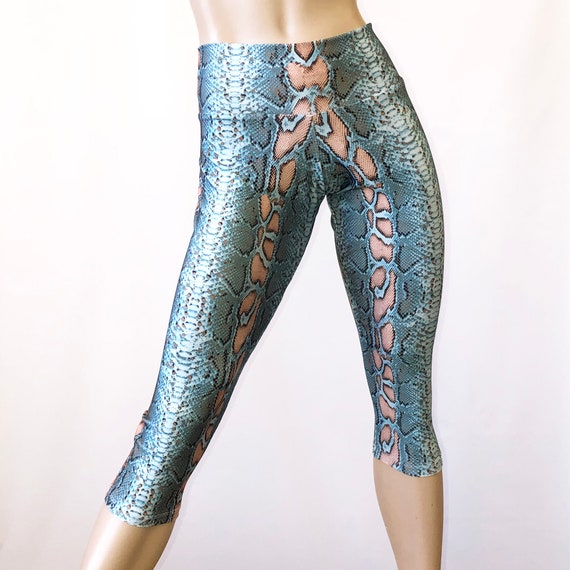 Snakeskin Pants Teal Snake Yoga Pants 