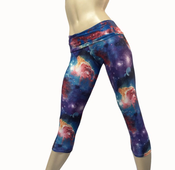 Yoga Pants Workout Clothes Hot Yoga Capri Galaxy | Etsy