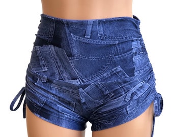 Blue Jeans - Denim - Yoga Shorts - Plus Größe Workout - Pole - Schwimmen - Festival - SXYfitness - made in USA -