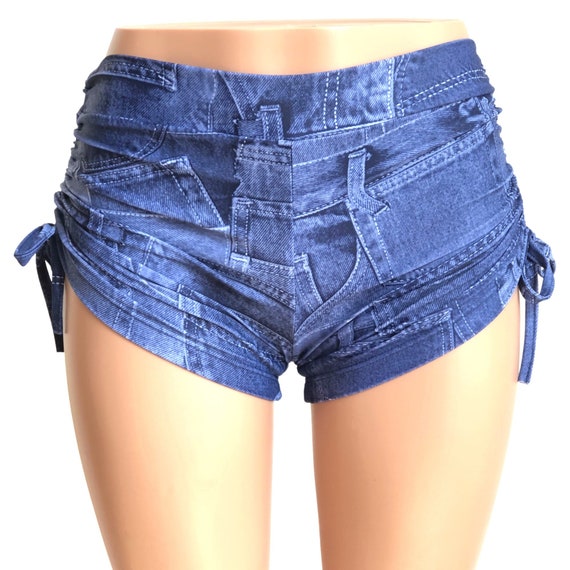 Blue Jean Denim Hot Yoga Shorts Plus Size Workout Pole Swim