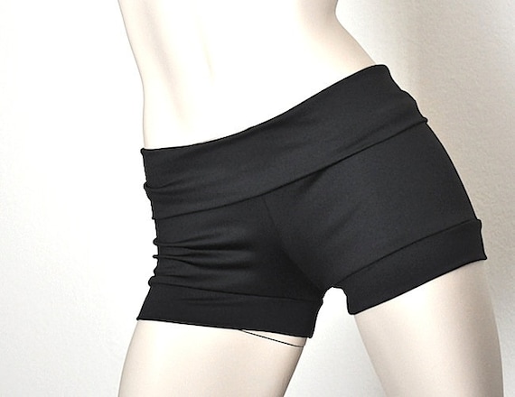 Hot Yoga Short Black Low Rise Fold Over Waist Item 6022 -  Canada