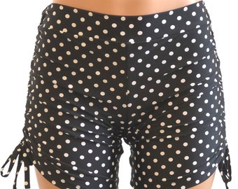 Polka Dot Shorts - Schwarz Weiß - Long - Yoga Shorts - Hot Yoga - Plus Size Workout - Pole - Schwimmen - Festival - SXYfitness - made in USA -