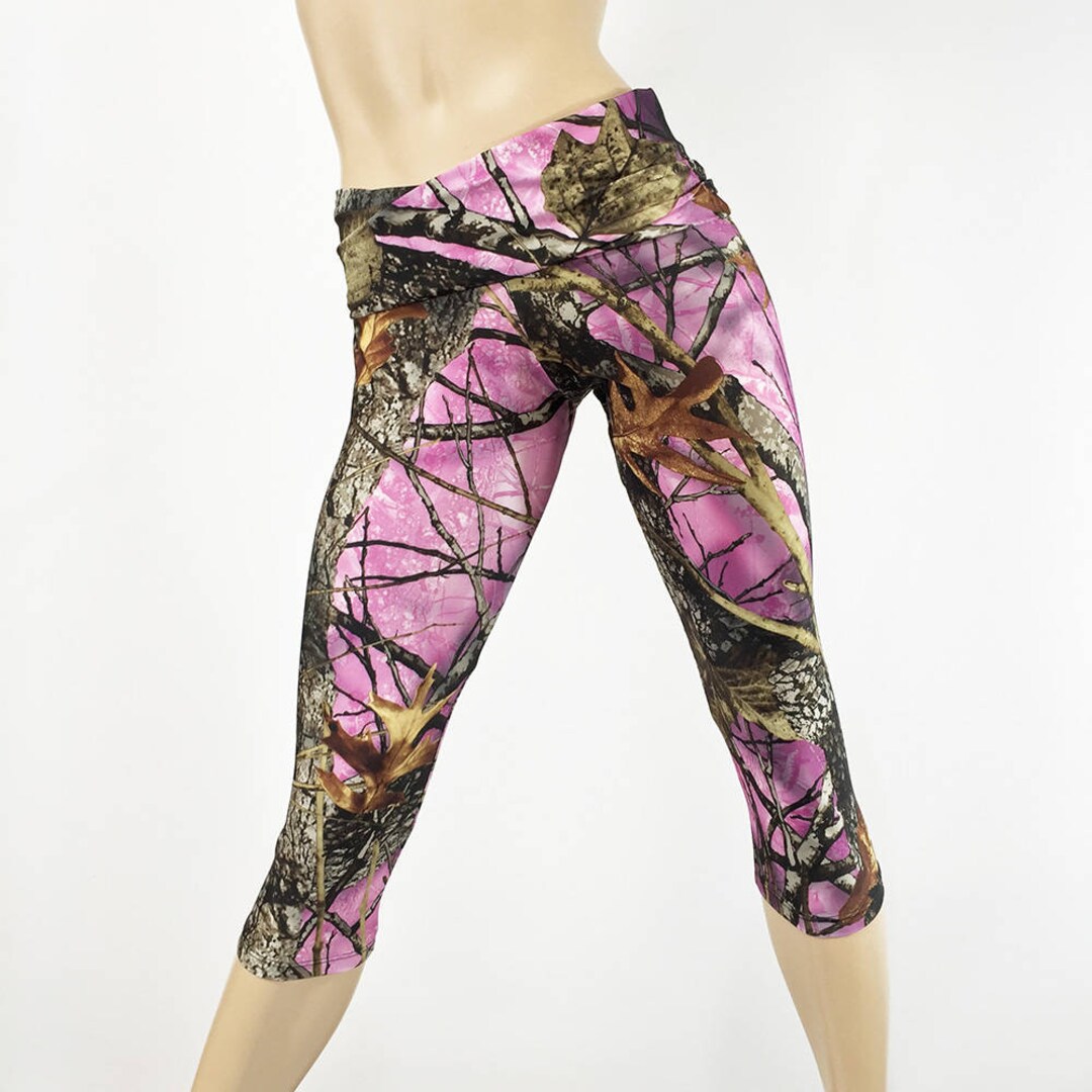Pink Camo Pants Pink Camo Camouflage Capri Legging Etsy