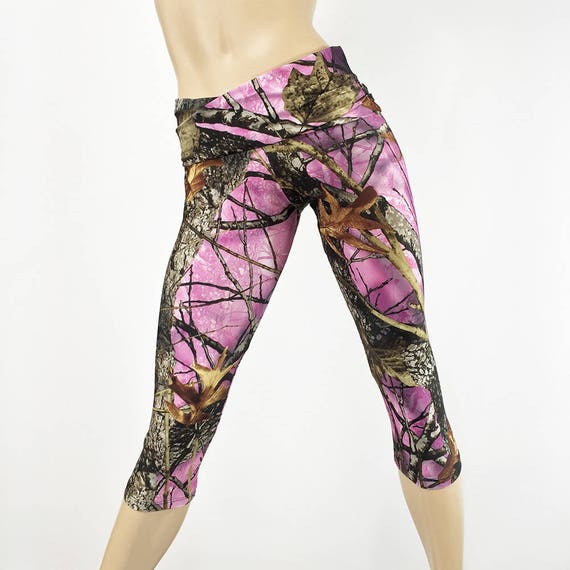 Pink Camo Pants Pink Camo Camouflage Capri Legging Camo Yoga Pus Size  Sxyfitness Made in USA 